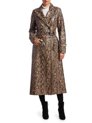 Frame Python-Embossed Leather Trench Coat on SALE | Saks OFF 5TH