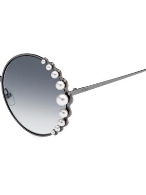 Fendi 58MM Faux Pearl-Embellished Round Sunglasses on SALE  display picture 1