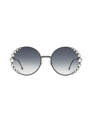 NEW FENDI SUNGLASSES, WOMEN METAL SILVER EYEWAR FENDI WITH CHAIN FENDI - FF 0194/S main image 2