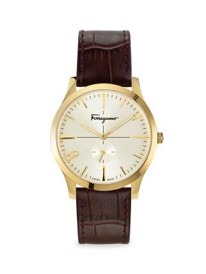 FERRAGAMO Ferragamo Slim Gent Yellow Gold IP & Alligator  display picture 3