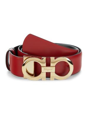 Salvatore Ferragamo Donna Gancini Leather Belt on SALE 