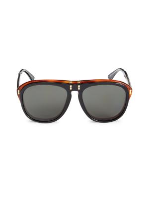 Gucci 56MM Flip Up Aviator Sunglasses on SALE | Saks OFF 5TH display picture 3