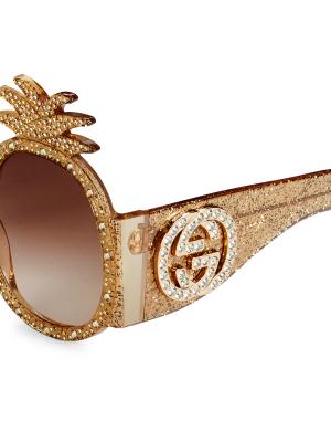 Gucci 53MM Embellished Pineapple Round Sunglasses on SALE  display picture 2