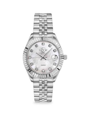 GV2 Stainless Steel, Mother-Of-Pearl & 0.15 TCW Diamond Bracelet