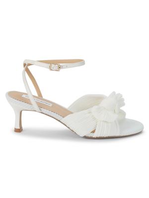 Sammy Bow-Knot Leather Kitten Heel Sandals