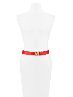 MCM Red and White Women\'s Belt MCM Claus M Reversible Belt Visetos Ruby Red/Blue in Leather  main image 2