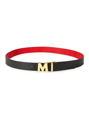 MCM Red and White Women\'s Belt MCM Claus M Reversible Belt Visetos Ruby Red/Blue in Leather  main image 3