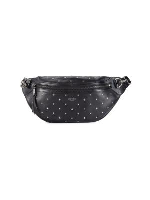 JIMMY CHOO Jimmy Choo Finsley Waist Bag Belt Star Studs Black Leather Men\'s Finsley | Black Leather Belt Bag with Embossed Stars | New  main image 2