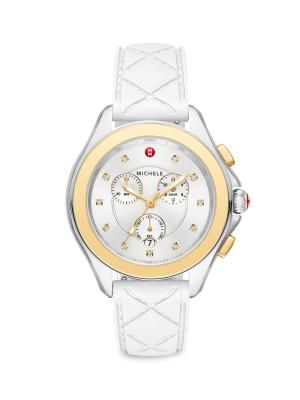 Awesome Michele Silicone Women’s Watch! MICHELE Releve Womens Two-Tone Chronograph Watch Gold Silver  main image 3