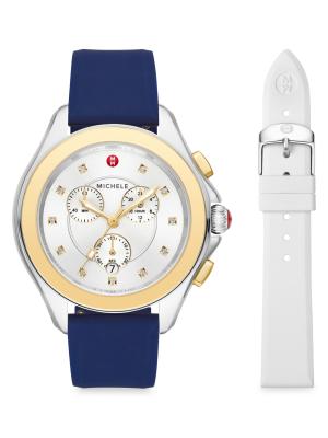 Michele Cape 38MM Two Tone Stainless Steel & Silicone Strap  display picture 3