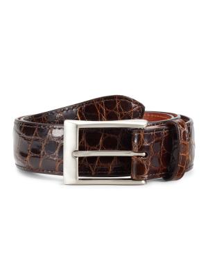 Saks genuine crocodile brown belt! Beautiful! Excellent condition! SAKS FIFTH AVENUE Vintage Brown Leather Alligator Embossed  main image 2