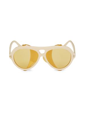 Tom Ford cream Sunglasses with case NWOT from Saks Fifth Ave Tom Ford FT0669 XL (60 - 15) with Grey lenses and Gold frame  main image 2