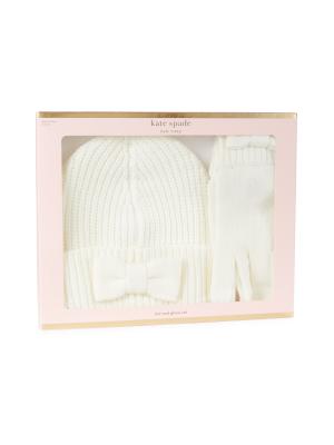 kate spade new york 2-Piece Bow Beanie & Gloves Set on SALE 