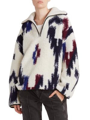 Isabel Marant Étoile Marner Printed Fleece Zip-Up Pullover on SALE