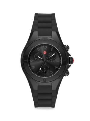 Michele Jelly Bean Tahitian Chronograph Black Rubber Watch MICHELE Jelly Bean Womens Chronograph Watch Two Tone Gold  main image 2