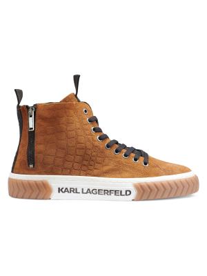Karl Lagerfeld Paris Croc Embossed Suede High Top Sneakers 