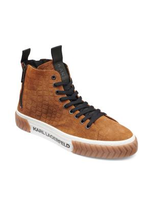 Karl Lagerfeld Paris Croc Embossed Suede High Top Sneakers 