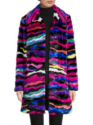 Karl Lagerfeld Paris Multicolor Faux Fur Coat on SALE | Saks OFF 5TH