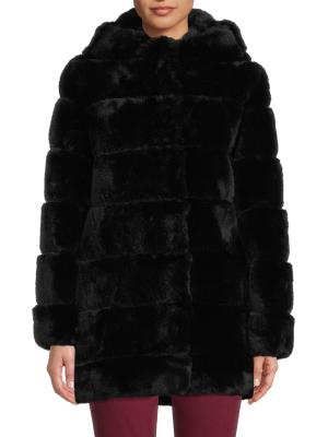 BCBGMAXAZRIA Felicia Quilted Faux Fur Hooded Coat on SALE | Saks