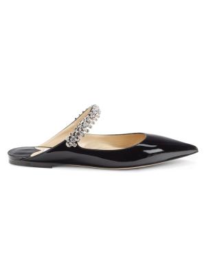Jimmy Choo Bing Crystal Patent Leather Flat Mules on SALE | Saks