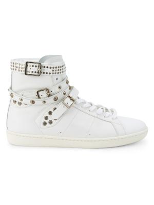Saint Laurent Studded Leather High Top Sneakers on SALE | Saks OFF 5TH
