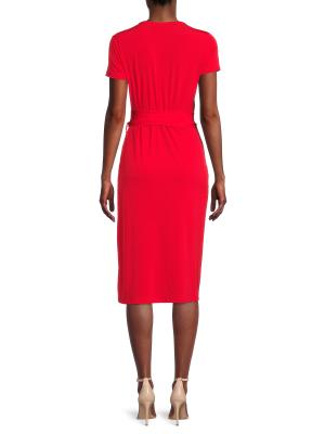 Jersey Wrap Knee Length Dress