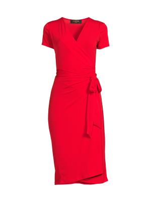 Jersey Wrap Knee Length Dress