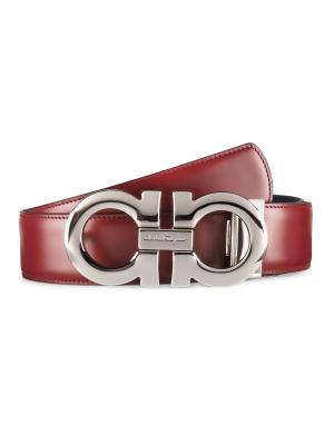 Salvatore Ferragamo Gancini Reversible Leather Belt on SALE  display picture 2