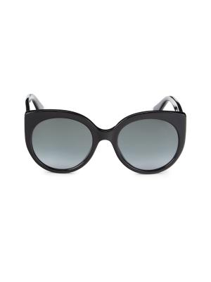 Gucci 55m Round Sunglasses GUCCI Shiny Black 55mm Oversize Round Cat Eye Grey Gradient  main image 4