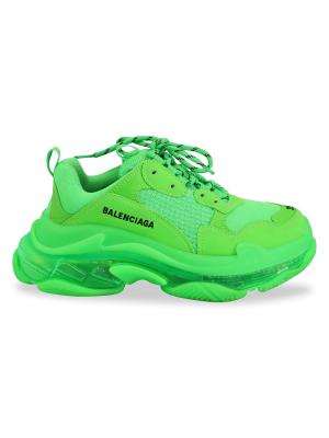 Balenciaga Triple S Sneaker In Neon Green Nylon Mesh  display picture 1