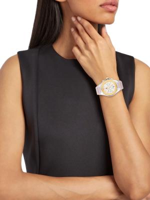Michele Jelly Bean 38MM Two Tone Stainless Steel & Silicone  display picture 3