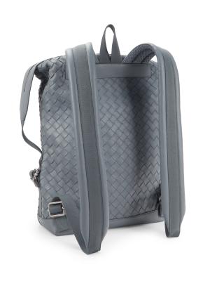 BOTTEGA VENETA Gray Leather Intrecciato Backpack Men main image 4