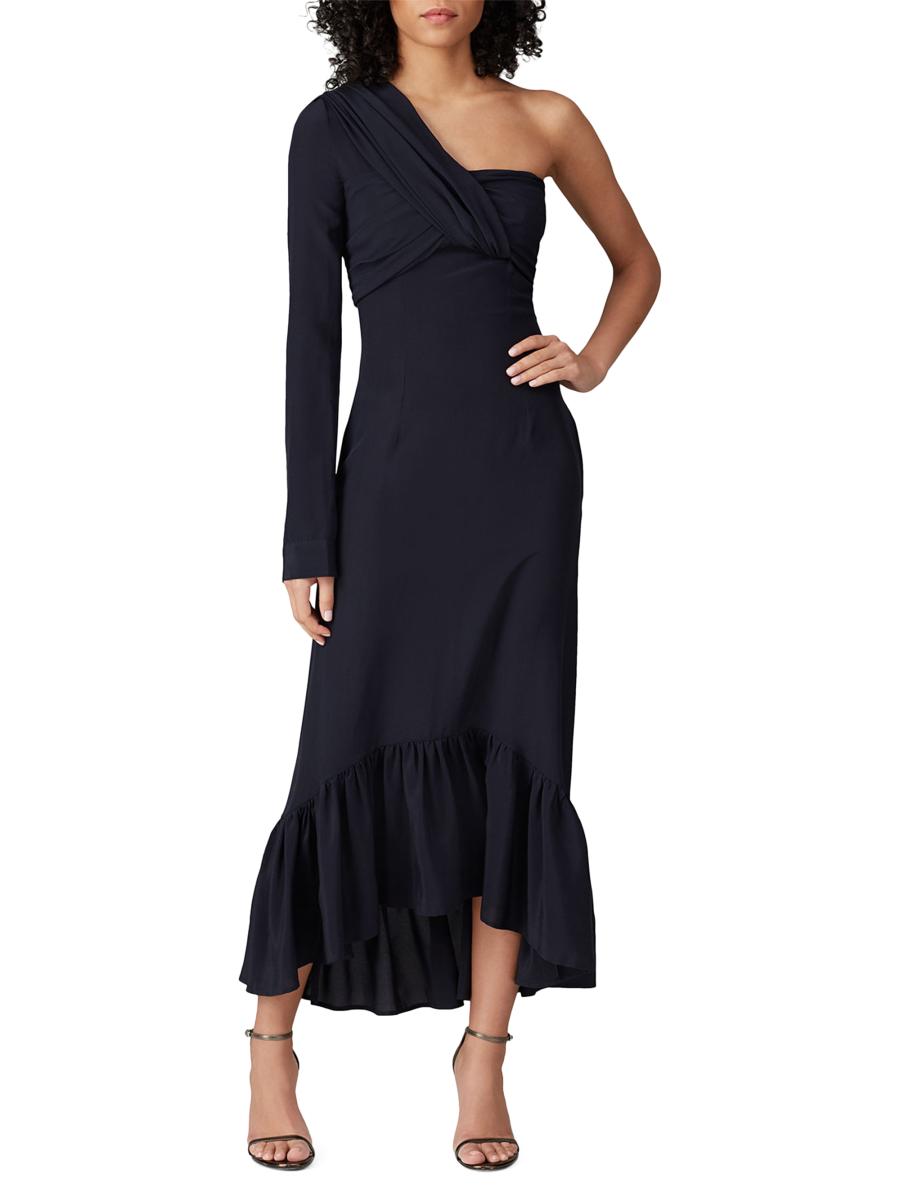 Rokh Women's One Shoulder Midi Sheath Dress In Blue