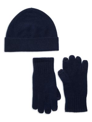 Saks Fifth Avenue 2-Piece Cashmere Beanie & Gloves Set on  display picture 1
