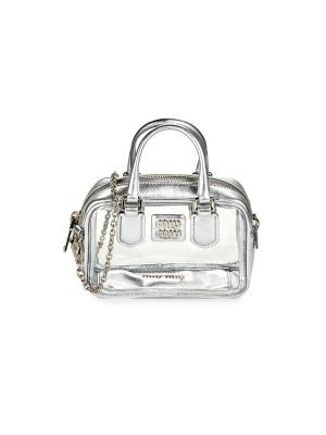 Miu Miu Mini Plexi Metallic & Clear Top Handle Bag on SALE | Saks
