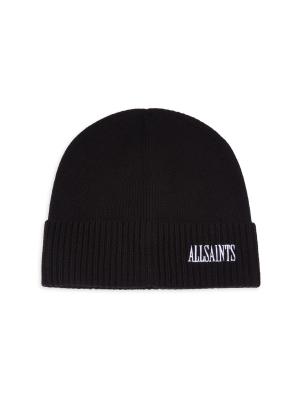NWT All Saints Beanie ALL SAINTS Travelling Rib Cuff Beanie Hat Logo Patch Mens  main image 2