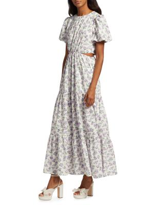 Plaza Floral Cut-Out Tiered Maxi Dress