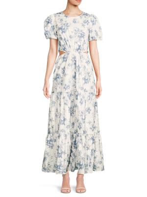 Plaza Floral Cut-Out Tiered Maxi Dress