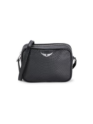 Zadig & Voltaire XS Lizard Embossed Leather Camera Shoulder Bag on
