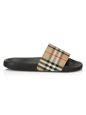 Burberry Pool Slides Burberry Black & White Check Pool Slides Burberry main image 3