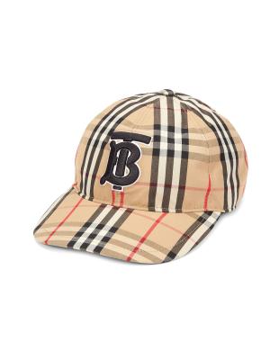 Burberry TB Monogram Vintage Check Baseball Cap with snap Burberry - TB Vintage Check cotton baseball cap Burberry main image 3