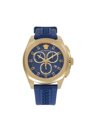 Geo Chrono 43MM Goldtone Stainless Steel & Silicone Strap Chronograph Watch