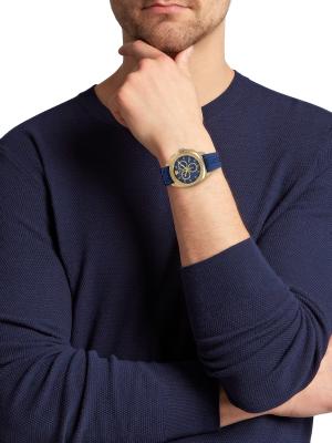 Geo Chrono 43MM Goldtone Stainless Steel & Silicone Strap Chronograph Watch