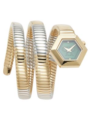 Gold and Silver Snake Watch Double Wrap Roberto Cavalli Women main image 3