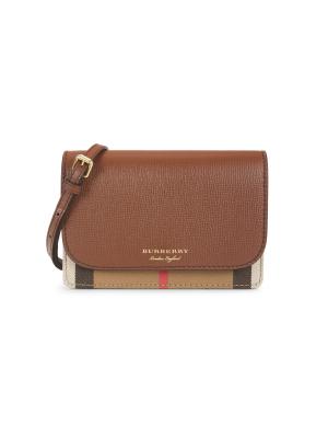 Burberry Hampshire Leather Nova Check Crossbody Bag on SALE | Saks