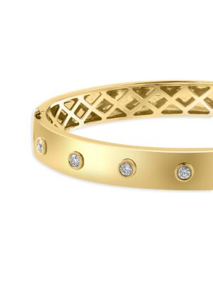 14K Yellow Gold & 0.55 TCW Mined Diamond Bangle Bracelet