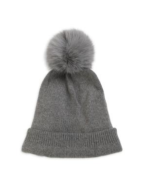 NEW FURLUX women\'s faux fur and cashmere beanie in gray Faux Fur Trim Wool & Cashmere Beanie – VERVE main image 3