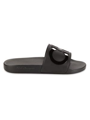 Salvatore Ferragamo groove men’s  sandals Salvatore Ferragamo Black Rubber Gancini Slides Size 11 US main image 3