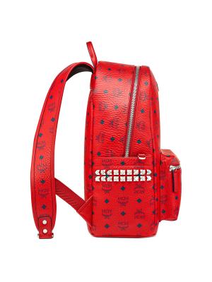 MCM Ruby Red Medium Backpack Mcm Stark Backpack Visetos White Logo Medium Ruby Red  main image 4