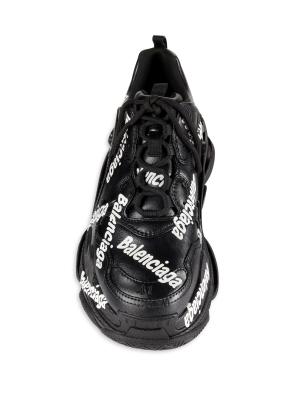 $1,195 NIB Balenciaga Black Triple S Logo Details Chunky Sneakers Shoes 43 Balenciaga Triple S Allover Logo Black Men main image 3